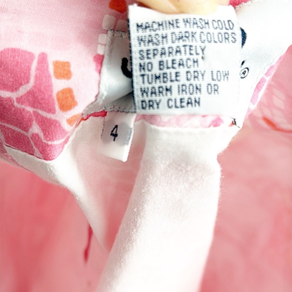 Lilly Pulitzer Vintage White Label Pink Mosaic Floral hibiscus Skirt size 4 - Picture 7 of 10